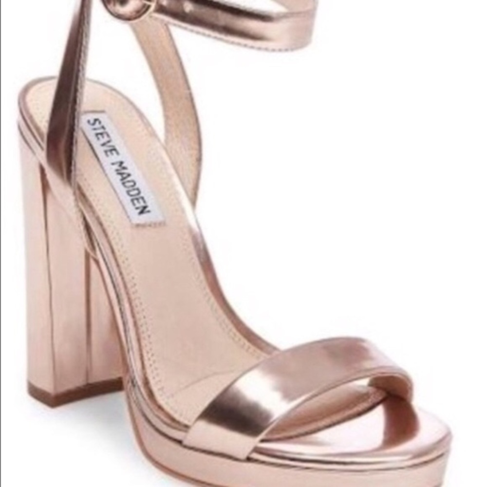 Steve Madden Klari Rose Gold Chunky Heels